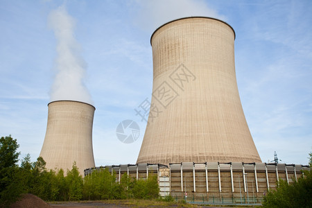 位于森林中部的核电厂危险辐射塔图片