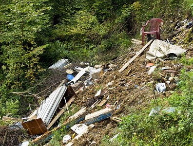 床自然垃圾堆污染森林叶子图片