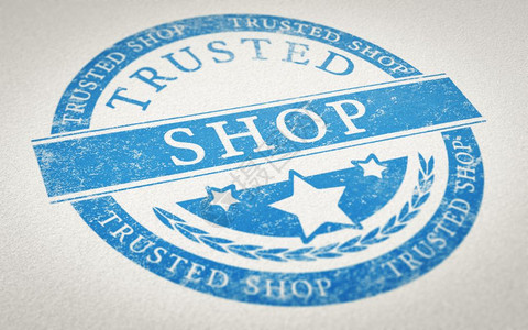 店铺商业在纸面背景上印有橡胶章文本信任商店的纸张印页概念图像以显示值得信赖的在线购物受信任商店标记营销图片