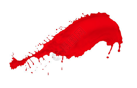 画白色背景上孤立的红油漆喷洒墨水颜料图片