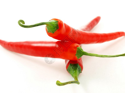 生的营养新鲜红辣椒向白色背景图片
