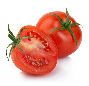 白色背景与世隔绝的新鲜红番茄食物饮烹饪图片