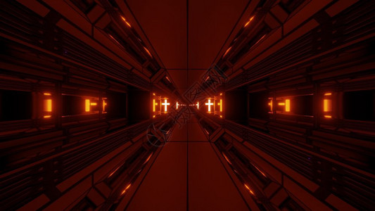 隧道运动丰富多彩的神圣克里斯蒂安光辉三面墙纸背景未来的Scifi建筑室带有宗教基督圣像符号3D设计干净的未来精神幻想空间棚房隧道图片