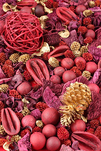 季节混合物花红色和金香味圣诞茶盆背景图片