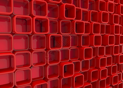 3d将随机的红色洞方块堆叠到墙壁背景中黑点插图明亮的图片