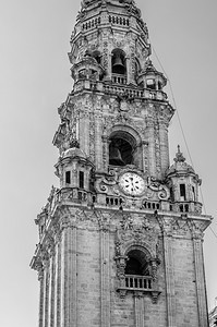 地标宗教建筑圣地亚哥德孔波斯特拉大教堂西班牙朝圣之地黑白形象征建筑学图片