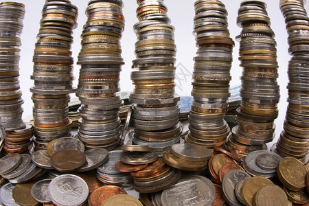 货币来自世界各地的旧硬币收藏品旅游艾伦现金背景图片