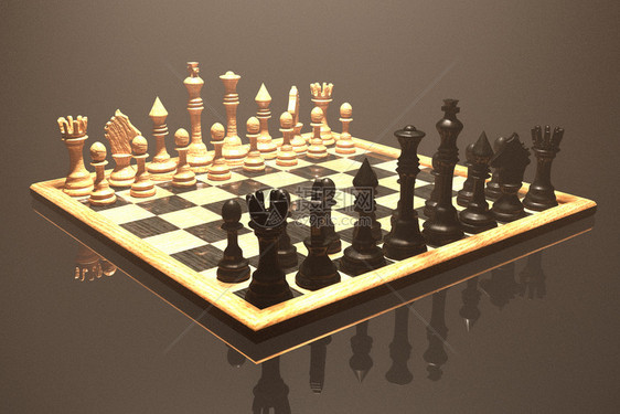 战斗机对面的象棋理事会数字3D说明白色的图片