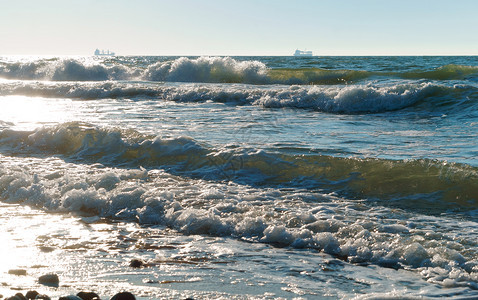 海滩景观热带小浪风景天空是波罗的海浪风景天空是罗的海浪小图片