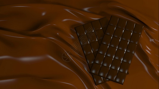 3D带有蓝色的巧克力背景摘要说明喝质地插图图片