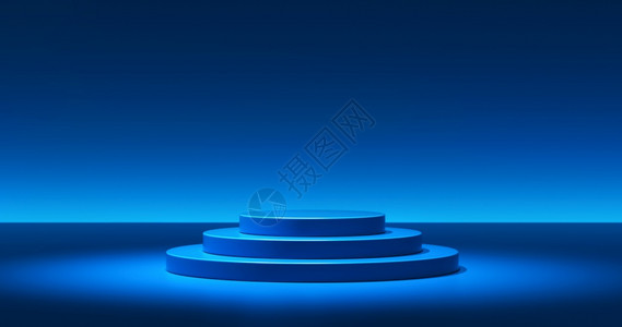 点亮空白的底座位于工作室3D阴影层的彩色圆形展场以背景颜色梯度从顶蓝上方发光图片