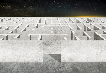 迷宫3d插图和星空商业挑战解决方案图片