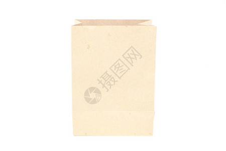 棕色纸袋孤立白背景折叠包装好的图片