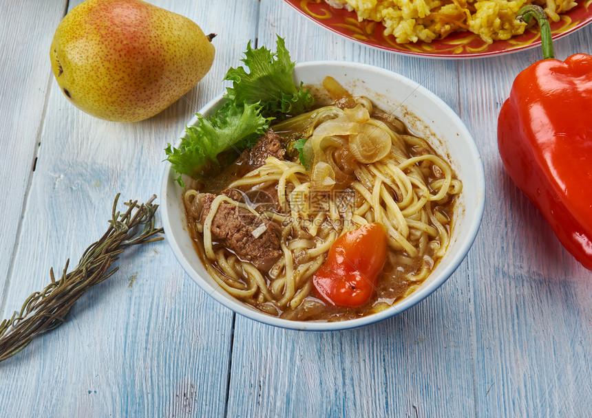 最佳饮食新疆式面汤菜亚洲传统类顶观健康图片