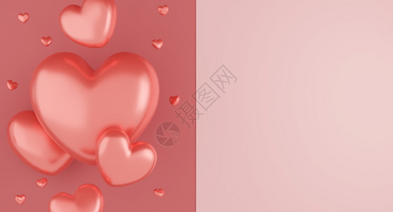 使成为周年纪念日情人节概粉红3D背景的心气球二月图片
