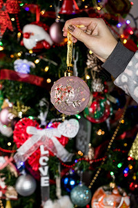 圣诞树上挂着丰富多彩的挂件图片