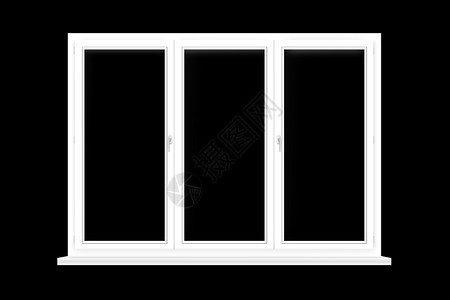 财产玻璃在黑色背景上隔离的塑料窗框在深色背景上隔离的窗框3d渲染的塑料窗框隔离设计元素图片
