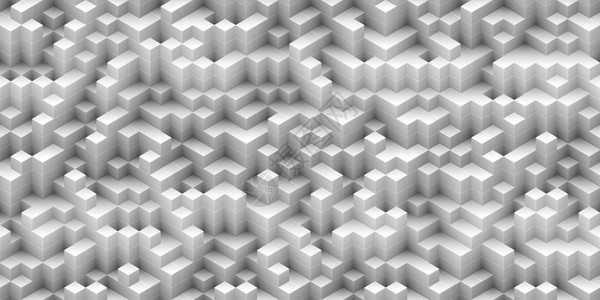明亮的抽象等距立方体无缝背景白色随机堆叠结构3D映射图片