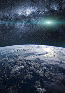 蓝色的美航空天局地球的幻想景象其背是乳白色的天空中闪亮恒星由美国航天局提供的图像元素经过图片