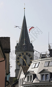 圣彼得教堂顶楼和苏黎世的房顶老欧洲图片