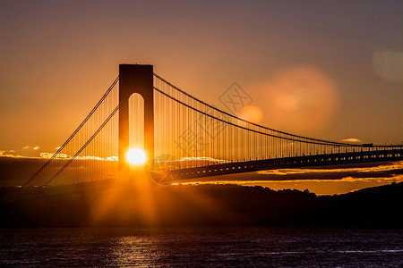 约克纽韦拉扎诺大桥日落纽约运输纽约市图片