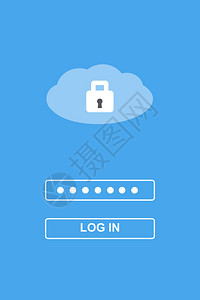 平台云层数据存储密码登录智能电话屏幕标语背景网络安全概念和应用程序人们图片