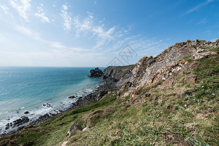 英国大西洋玉米海岸南端的克斯湾口海景图片