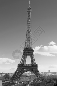 旅游Eiffel铁塔当天在巴黎法国黑白相片著名的法语图片