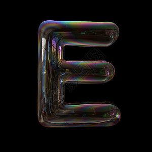 气泡水晶婴儿字母E黑色背景上隔离的大型3d透明字体此母表最适合与水童年脆弱有关但不仅限于水有关的创意插图图片