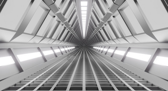黑暗的空间飞船走廊带轻光cicifi的隧道科学概念3d高的未来图片