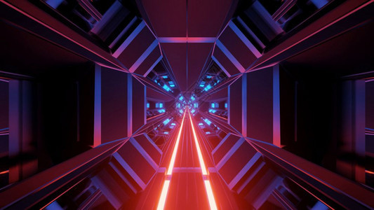 未来派红色的3个插图背景壁纸未来科学幻影隧道库房走廊配有发光的金属图形艺术作品未来防腐室配有反射玻璃窗3D设计了未来的科学幻影隧图片