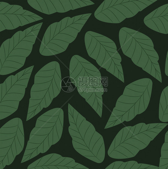 无缝图案与绿叶矢量背景无缝案与绿叶矢量背景自然装饰打印图片