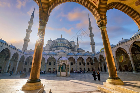 土耳其伊斯坦布尔Sultanahmet清真寺蓝色伊斯兰历史君士坦丁堡图片