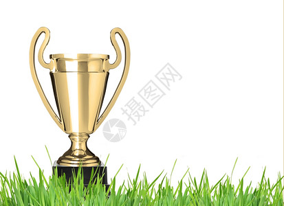 草地上的冠军奖杯图片