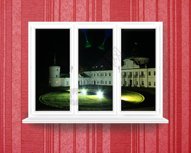 现代的可以看到美丽宫殿的窗户可以看到夜晚美丽宫殿的窗户超过电池图片
