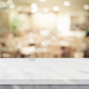 房间散焦空的在模糊餐厅背景产品和食显示时空白大理石桌图片