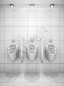 陶瓷制品绅士尿3d提供白色公共洗手间内有3个小便池图片