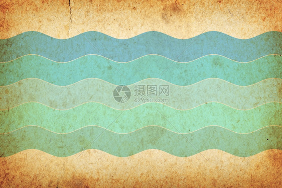 海形象的老具有波浪模式背景的旧纸张纹理图片