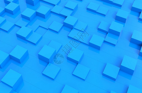 蓝色的Blue立方体抽象背景图案3d插玻璃建造图片