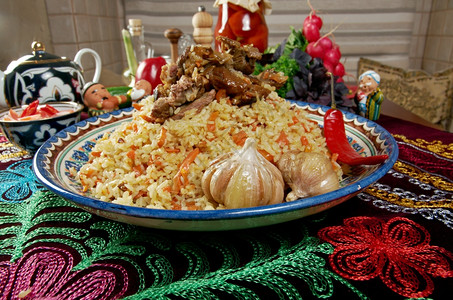 食物东方乌兹别克比拉夫中亚美食印度人布瑞雅尼图片
