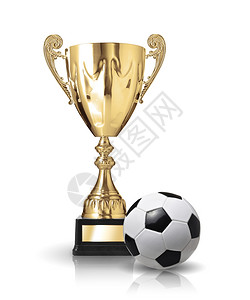 金色奖杯和足球图片