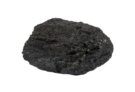 煤炭开发断裂的一块煤孤立在白色背景上图片