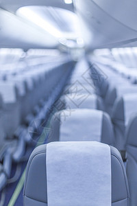 空飞机座椅和灯光的视图喷气客机飞场到达图片