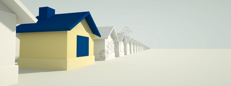 住房概念蓝色宅与其他3D招标全景图像相比显得特别突出屋使成为独特图片