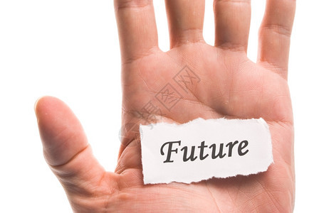 未来在手的单词一字在笔迹催泪纸上的单词象征人们行业图片
