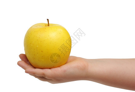 手心里的黄色苹果背景图片