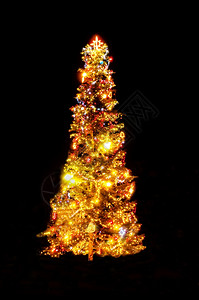 散焦场景假期圣诞树灯图片