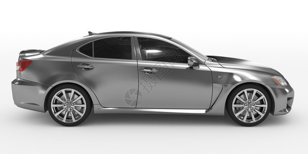 当代的驾驶目汽车隔离在白色金属上有玻璃右侧视图汽车隔离在白色金属上有玻璃3D渲染图片
