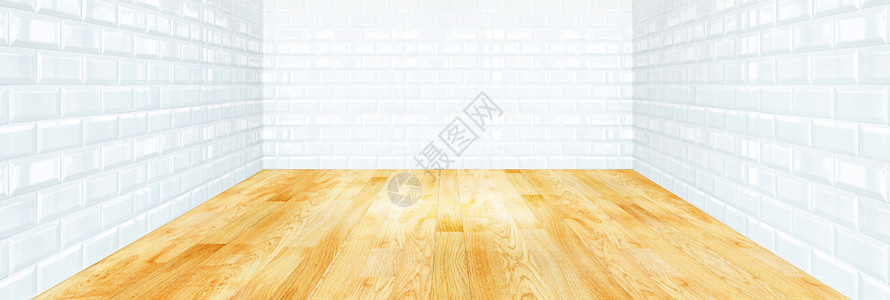 材料内部的厨房白砖墙和木尖地板图片