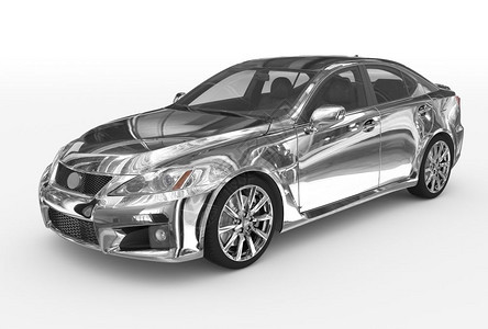 目的白色铬透明玻璃前左侧视图3D覆盖实际的车辆图片